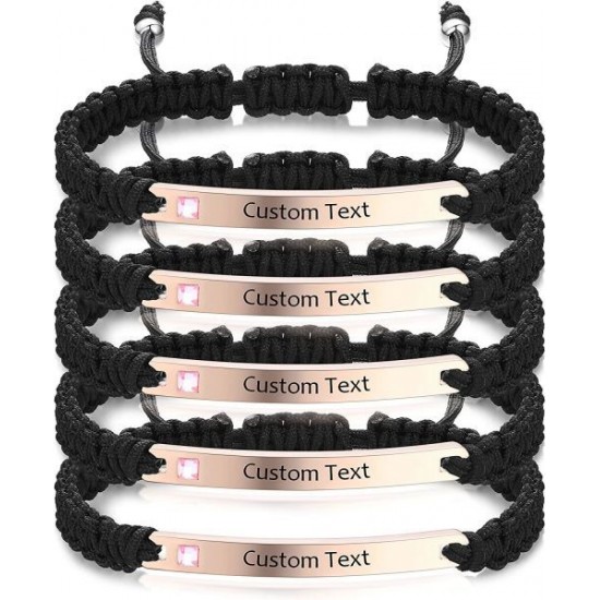 Personalized Friendship Bracelets For 2; 3; 4; 5 Free Engraved ID Matching Bracelets Handmade Braid Rope Adjustable Bracelets For Friends Couple Personalized Friendship Bracelets For 2; 3; 4; 5 Free Engraved ID Matching Bracelets Handmade Braid Rope Adjustable Bracelets For Friends Couple